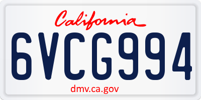CA license plate 6VCG994