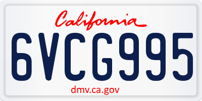 CA license plate 6VCG995