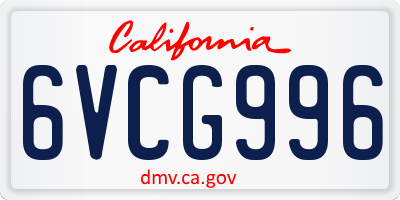CA license plate 6VCG996