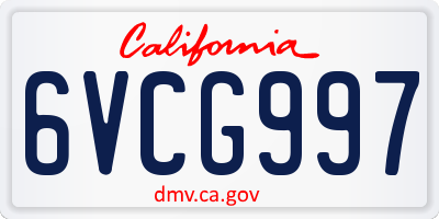 CA license plate 6VCG997