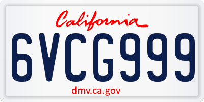 CA license plate 6VCG999
