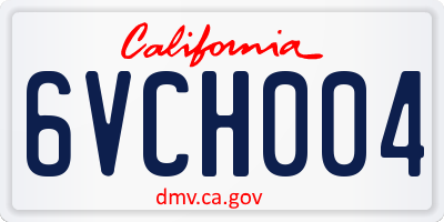 CA license plate 6VCH004