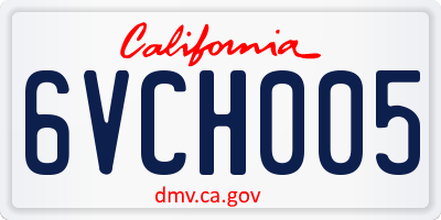 CA license plate 6VCH005