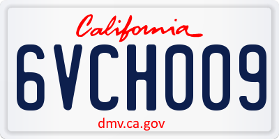 CA license plate 6VCH009