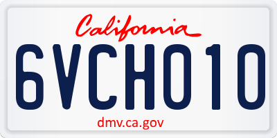 CA license plate 6VCH010
