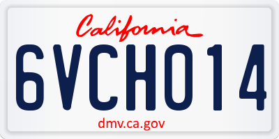 CA license plate 6VCH014
