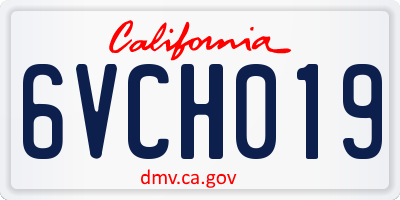 CA license plate 6VCH019