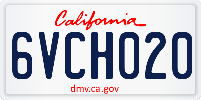 CA license plate 6VCH020