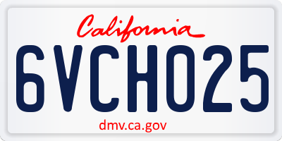 CA license plate 6VCH025