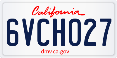 CA license plate 6VCH027