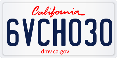 CA license plate 6VCH030