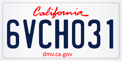 CA license plate 6VCH031