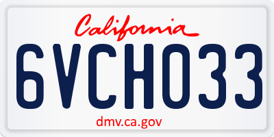 CA license plate 6VCH033