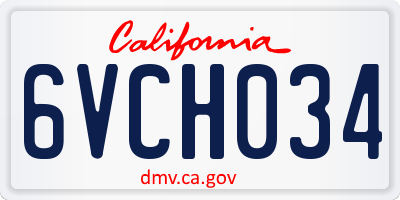 CA license plate 6VCH034