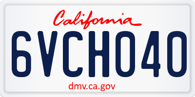 CA license plate 6VCH040