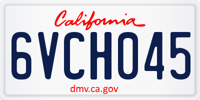 CA license plate 6VCH045