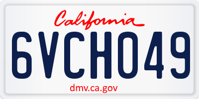 CA license plate 6VCH049