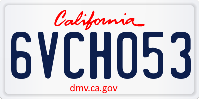 CA license plate 6VCH053