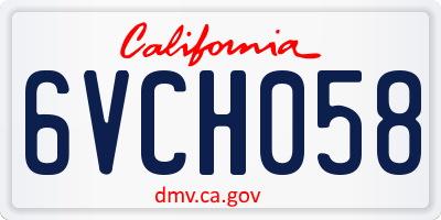 CA license plate 6VCH058