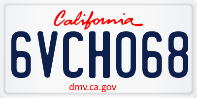 CA license plate 6VCH068