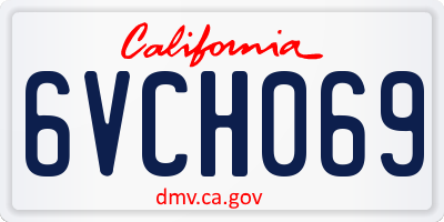 CA license plate 6VCH069