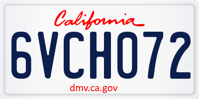 CA license plate 6VCH072