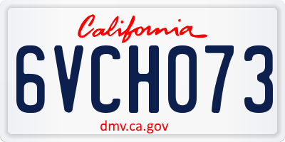 CA license plate 6VCH073