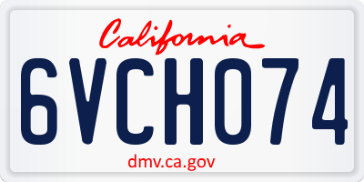 CA license plate 6VCH074