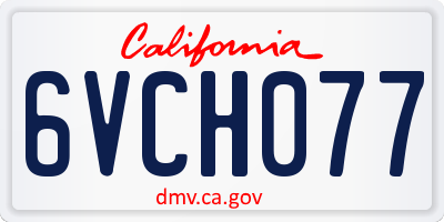 CA license plate 6VCH077