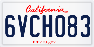 CA license plate 6VCH083