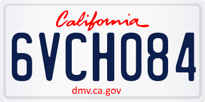 CA license plate 6VCH084