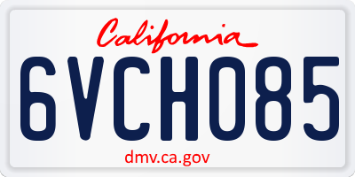 CA license plate 6VCH085