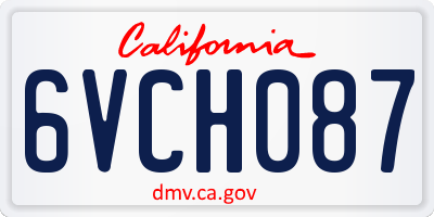 CA license plate 6VCH087