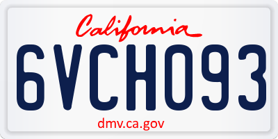 CA license plate 6VCH093