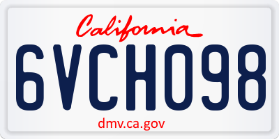 CA license plate 6VCH098