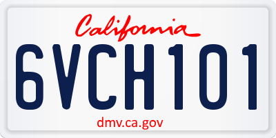 CA license plate 6VCH101
