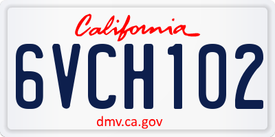 CA license plate 6VCH102