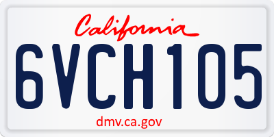 CA license plate 6VCH105