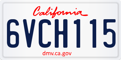 CA license plate 6VCH115