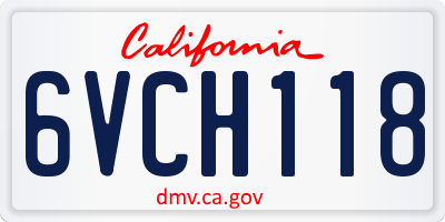 CA license plate 6VCH118