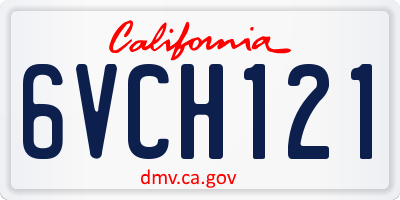 CA license plate 6VCH121
