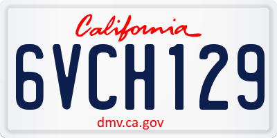CA license plate 6VCH129
