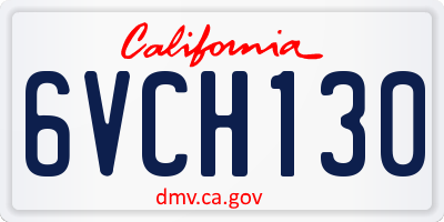 CA license plate 6VCH130