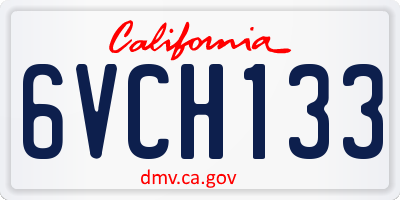 CA license plate 6VCH133
