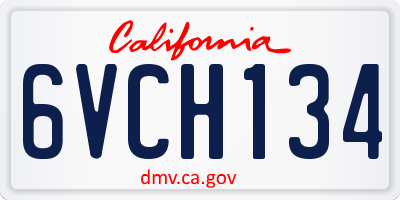 CA license plate 6VCH134