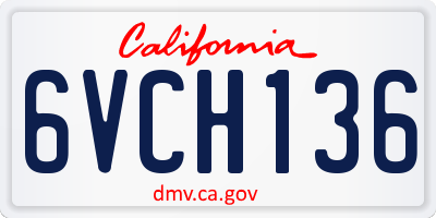 CA license plate 6VCH136
