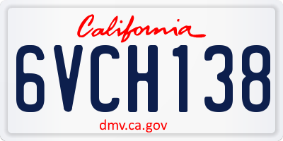 CA license plate 6VCH138