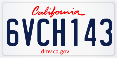 CA license plate 6VCH143