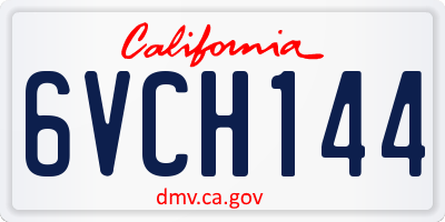 CA license plate 6VCH144