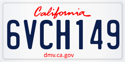 CA license plate 6VCH149